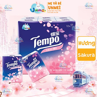 Tempo - Khăn GiấyBỏ túi Tempo Petit Cao Cấp Bạc Hà/Gỗ Táo/Sakura tặng 1 khăn sữa cao cấp thương hiệu Unmei