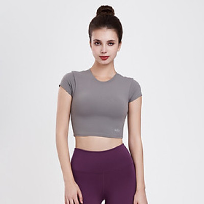 Áo croptop ngắn tay tập Yoga Gym Hibi Sports CR814 kiểu basic, kèm mút ngực