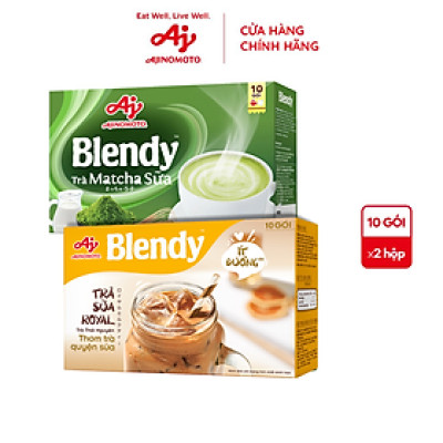 Combo 2 Hộp Trà Matcha Sữa 160g/Hộp và  Blendy® Trà Sữa Royal 144g/Hộp