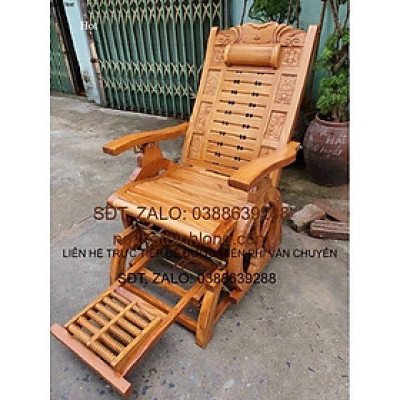 ghế thư gián mát xa chân gỗ gõ đỏ