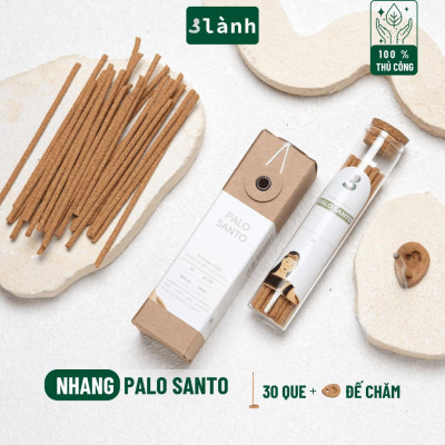 Nhang Thủ Công Palo Santo 3 Lành Hộp 30 Que 100 % Tự Nhiên Tặng Kèm Đế Chăm Không Hóa Chất Xông Thơm
