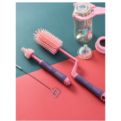 Bộ Cọ Rửa Bình Sữa Bình Nước Cao Cấp Tay Cằm Xoay 360 độ, Cọ Núm Ti, Cọ Rửa Ống Hút