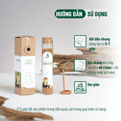 Nhang Thủ Công Palo Santo 3 Lành Hộp 30 Que 100 % Tự Nhiên Tặng Kèm Đế Chăm Không Hóa Chất Xông Thơm