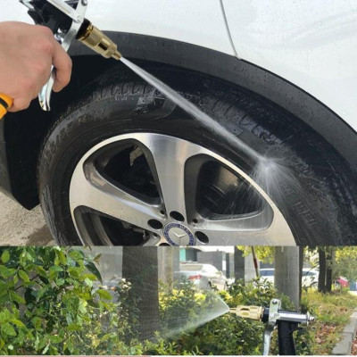  Bộ dây vòi xịt nước rửa xe, tưới cây . tăng áp 3 lần, loại 7m, 10m 206236 đầu đồng,cút đồng,+ tặng móc khoá