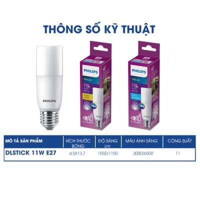 Bóng đèn Philips LED Stick, bảo vệ mắt (01 bóng)