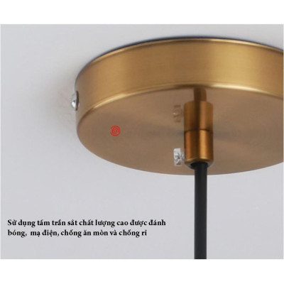 Đèn thả DETIU chao thủy tinh địa cầu, khung mạ vàng hình gấu trúc độc đáo - kèm bóng LED chuyên dụng (80).