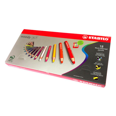 Chì Màu Stabilo Woody 3 in 1 CLK880-18C (Hộp 18 Cây)