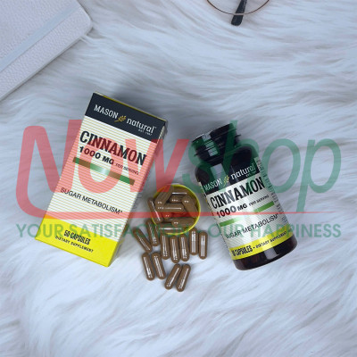 Cinnamon 1000mg Mason Natural Hộp 100 viên ổn định đường huyết hỗ trợ tiểu đường từ Quế nguyên chất