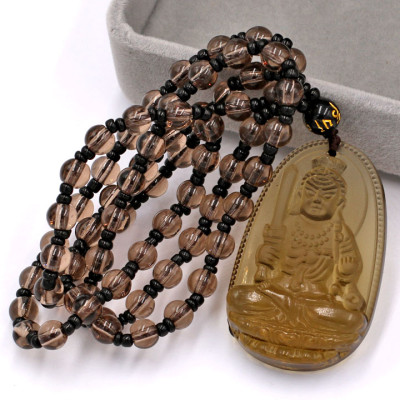Vòng cổ Bất động minh vương đá thạch anh khói 5 cm