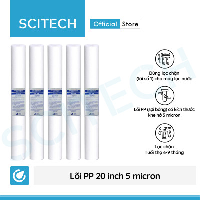 Combo 5 lõi PP 20 inch 5 micron - Lõi số 1 máy lọc nước RO, bộ lọc thô - Hàng chính hãng