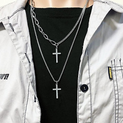 Vòng cổ hip hop chữ thập kép nam nữ phụ kiện thời trang đường phố cá tính
