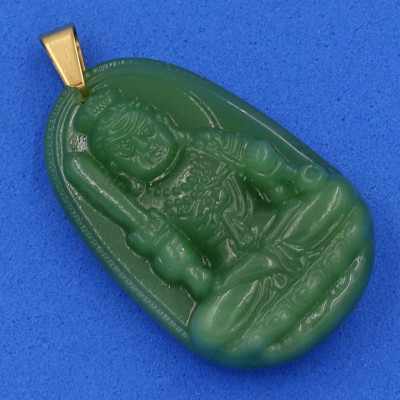 Mặt Phật Bất Động Minh Vương thạch anh xanh size nhỏ 3.6cm MTXA1 - Phật bản mệnh tuổi Dậu