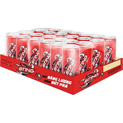 Thùng 24 Lon Nước Tăng Lực Sting Dâu (320ml/Lon)