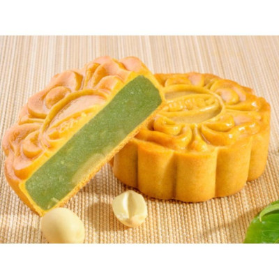 Bánh trung thu dinh dưỡng hạt sen trà xanh 0 trứng 150 gam 35A Bibica dành cho người ăn kiêng - tiểu đường