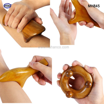 COMBO bộ 3 Dụng Cụ day ấn Huyệt Mát xa toàn thân kiểu Thái bằng gỗ Bách Xanh (MH845) Có mùi thơm dễ chịu - Chăm sóc sức khỏe