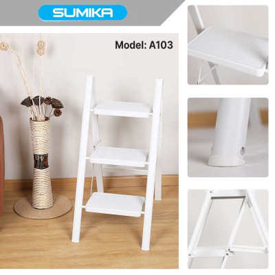 Thang nhôm ghế gia đình 3 bậc SUMIKA A103, chiều cao 68cm
