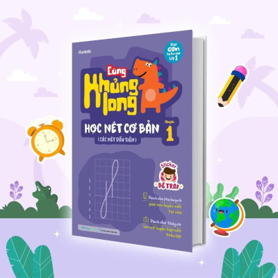 Sách - Cùng Khủng Long Học Nét Cơ Bản - Combo 3 Cuốn - Tặng Kèm Sticker Bé Trai - Megabook