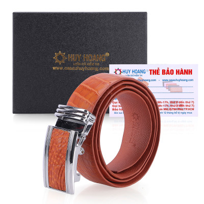 Thắt Lưng Nam Da Cá Sấu Nguyên Con Bụng Bản Lớn Đầu Kim Huy Hoàng HT4760