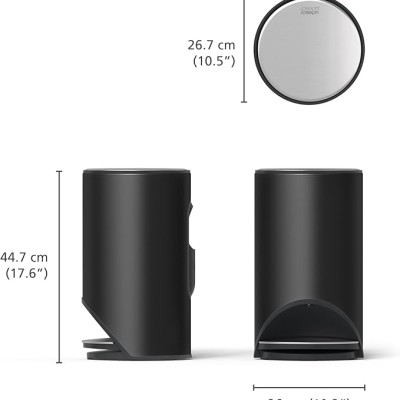 Thùng rác đạp chân Joseph Joseph Arc 10L Easy-push Pedal Bin 30151 màu đen mờ hàng chính hãng