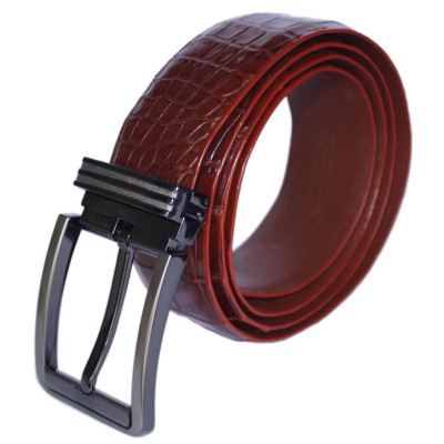 HJ4757-58-59-60 - Thắt lưng nam da cá sấu Huy Hoàng nguyên con bụng 4P đầu kim màu đen, nâu đất, nâu đỏ, vàng bò