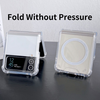 Ốp lưng chống sốc trong suốt hỗ trợ sạc Maqsafe cho Samsung Galaxy Z Flip 4 hiệu Likgus Maqsafe Magetic Case siêu mỏng 1.5mm, độ trong tuyệt đối, chống trầy xước, chống ố vàng, tản nhiệt tốt - hàng nhập khẩu