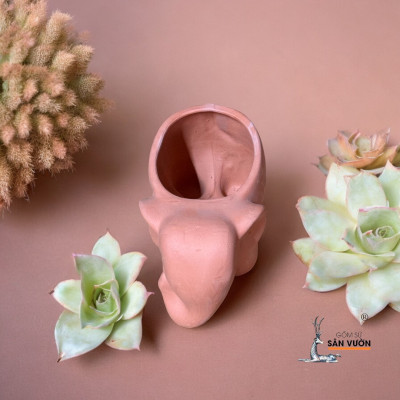 Chậu Gốm Đất Nung Hình Chú Voi Con