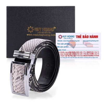 HP4311-12-15-44 - Thắt lưng nam da trăn Huy Hoàng 4P màu da nguyên thủy, đen, trắng, nâu