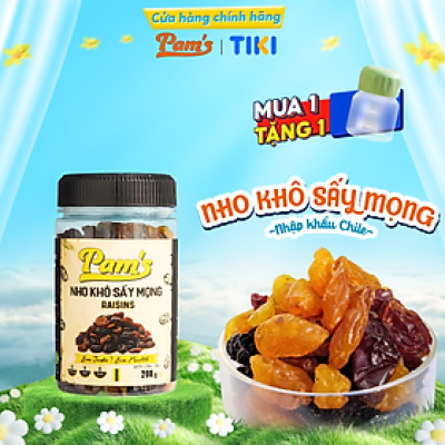 Nho Khô Sấy Mọng Không Đường Pams 200g/hũ - Hàng Nhập Khẩu Chile, Chua Ngọt Tự Nhiên