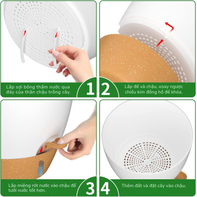 Chậu trồng cây tự tưới thông minh MONROVIA cho cây trong nhà hoặc ngoài trời, decor, văn phòng
