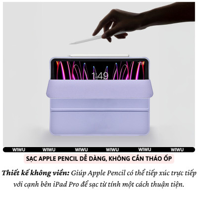 Case/ Ốp/Bao da IPAD WIWU Classic II Cho IPAD Pro 11 inch M4 2024 Air 5/Air 4 10.9/ Pro 11 inch/Gen 9 8 7th 10.2/Gen 10 - Viền Silicon, Có Khay Đựng Bút, Bao Da Thông Minh, tự động tắt mở màn hình - Hàng nhập khẩu