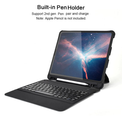 Case bao da bàn phím không dây Bluetooth cho iPad Pro 12.9 2021 Chip M1 / 2020 / 2018 có ngăn đựng bút hiệu CHOETECH BH-010 (cảm ứng mượt mà, gập nhiều hướng, trang bị bàn phím bấm) - hàng nhập khẩu