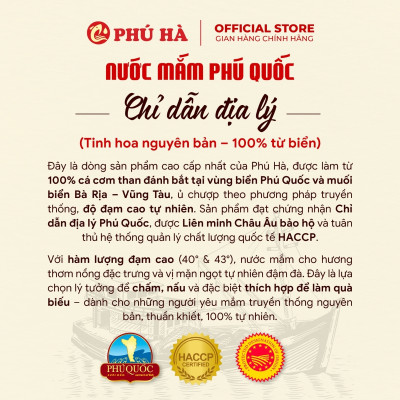 Nước mắm Phú Quốc Chỉ Dẫn Địa Lý Phú Hà 40 độ đạm - 1 chai 60ml