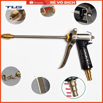 Bộ dây vòi xịt nước rửa xe, tưới cây . tăng áp 3 lần, loại 15m 206318 đầu đồng,đai,nối vàng+ tặng mở chai