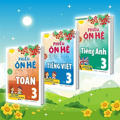 Sách - Phiếu Ôn Hè Toán - Tiếng Việt - Tiếng Anh Lớp 3 - Combo 3 Cuốn - Megabook