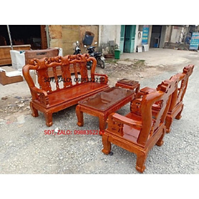 Bộ bàn ghế quốc đào gỗ xoan ta 6 món tay 10