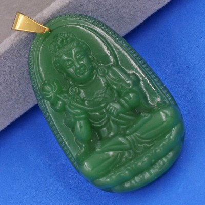 Mặt dây chuyền Đại Thế Chí Bồ Tát thạch anh xanh 5cm - phật bản mệnh tuổi Ngọ - Mặt size lớn