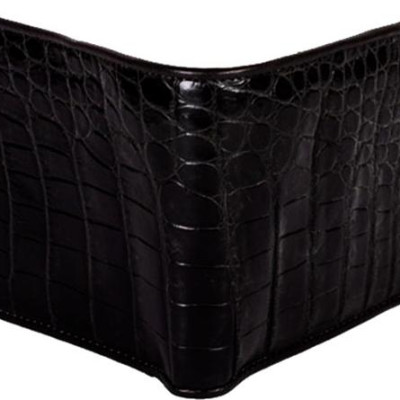 Ví Nam Da Cá Sấu Gai Bụng Huy Hoàng HT2201 (12.5 x 10 cm) - Đen