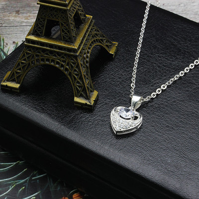 Dây Chuyền Nữ Hình Trái Tim Đá Trắng BẠC HIỂU MINH DMD408W