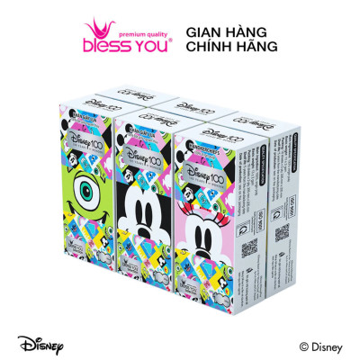 Combo 8 Lốc Khăn Giấy Lụa Rút Trên Bless You Selection Disney 18 Tờ (Lốc 6 gói)