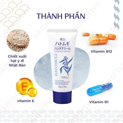 Kem Dưỡng Da Tay Hatomugi The Hand Cream (Tuýp 65g)