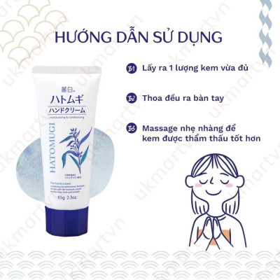 Kem Dưỡng Da Tay Hatomugi The Hand Cream (Tuýp 65g)