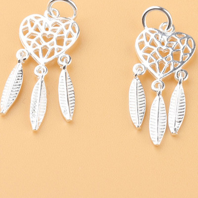 Combo 2 cái charm bạc dream catcher hình trái tim treo - Ngọc Quý Gemstones