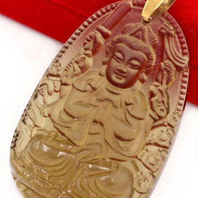 Mặt Phật Thiên Thủ Thiên Nhãn đá Obsidian size nhỏ 3cm MPOBK8 - phật bản mệnh tuổi Tý