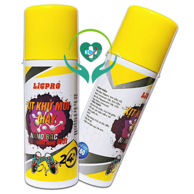 Chai xịt khử mùi giày, chống hôi chân Ligpro, 160ml, công nghệ kháng khuẩn Nano bạc