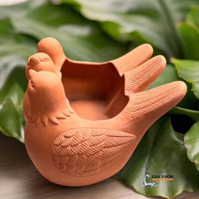 Chậu 3 Chú Chim Gốm Đất Nung Trồng Sen Đá