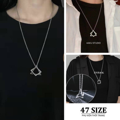 Dây chuyền mặt hình tam giác, vòng cổ đôi tình yêu 2021 phong cách cá tính độc đáo cho nam nữ