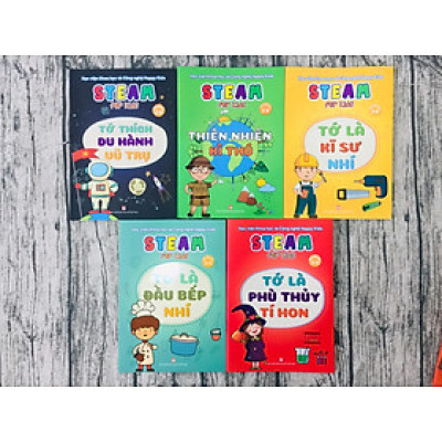 Combo 5 cuốn Steam For Kids 3-6 tuổi: thiên nhiên kỳ thú + Tớ Thích Du Hành Vũ Trụ + Tớ là phù thủy tí hon + Tớ là đầu bếp nhí + Tớ là kĩ sư nhí