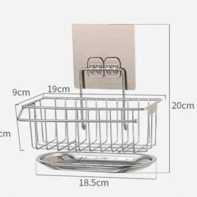 Giá Để Giẻ Rửa Bát, Nước Rửa Chén Đa Năng Inox 304 Có Khay Hứng Nước Và Thanh Phơi Khăn - Tặng Sét 5 Kẹp Miệng Túi