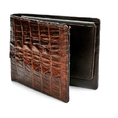 HJ2242 - Bóp nam Huy Hoàng da cá sấu gai đuôi màu nâu đất