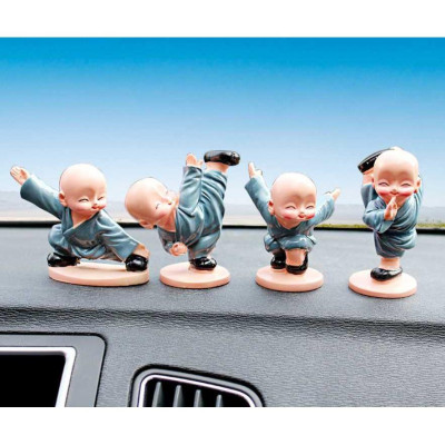 Bộ 4 Chú Tiểu Luyện Võ Siêu Đáng Yêu, 4 chú tiểu tập võ, trang trí ô tô, xe hơi, 4 chú tiểu đánh võ